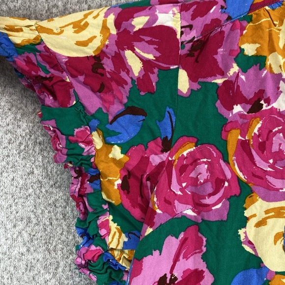 Umgee midi dress S colorful floral tiered ruffles flutter sleeve boho fun flower - Picture 6 of 9